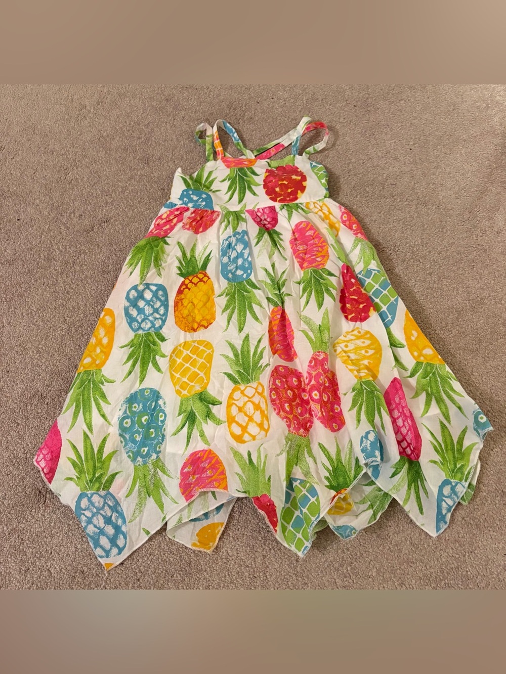 C&C California White Pineapple Print Sundress with Multicolor Fruit girls size 6